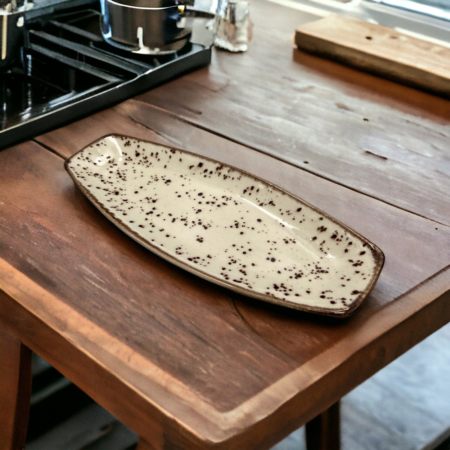 Cream Speckled Serving Platter - Small