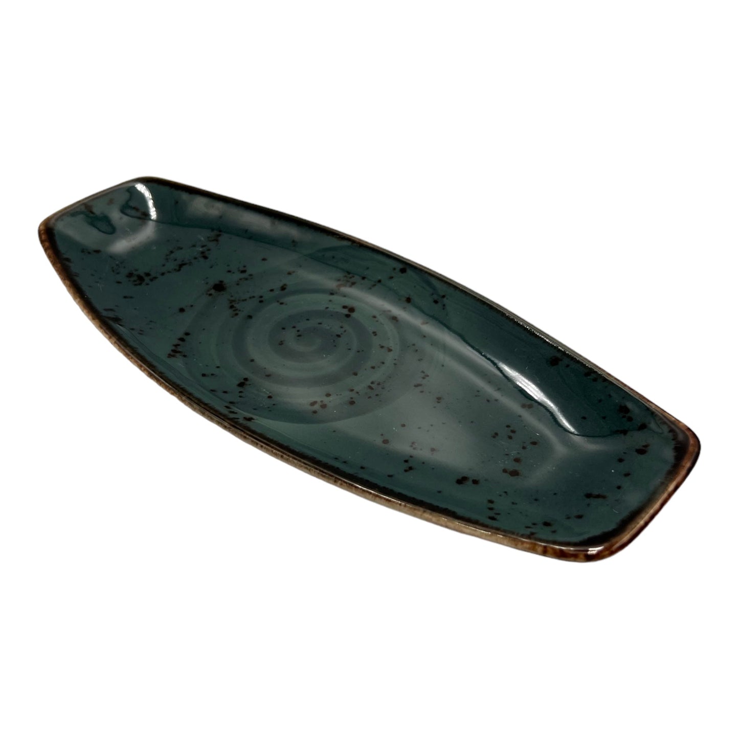 B-GRADE - Teal Speckled Spiral Serving Platter - Small