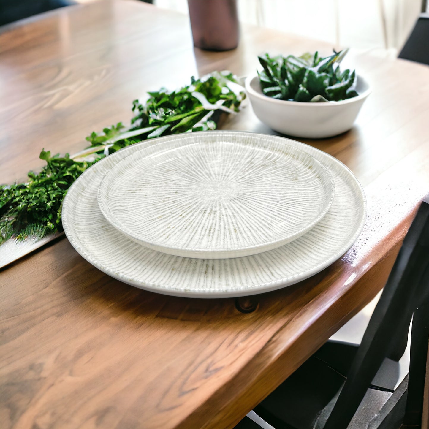 Grey Fossil Dinner Plate - Flat