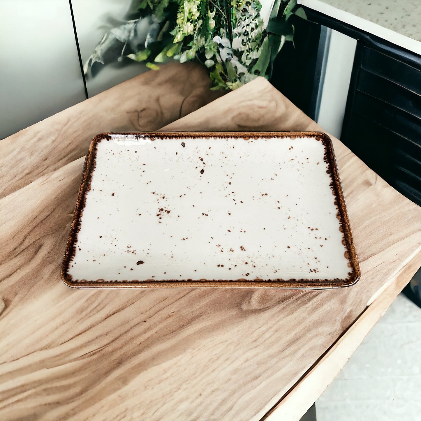 B-GRADE - Cream Speckled Serving Platter - Large
