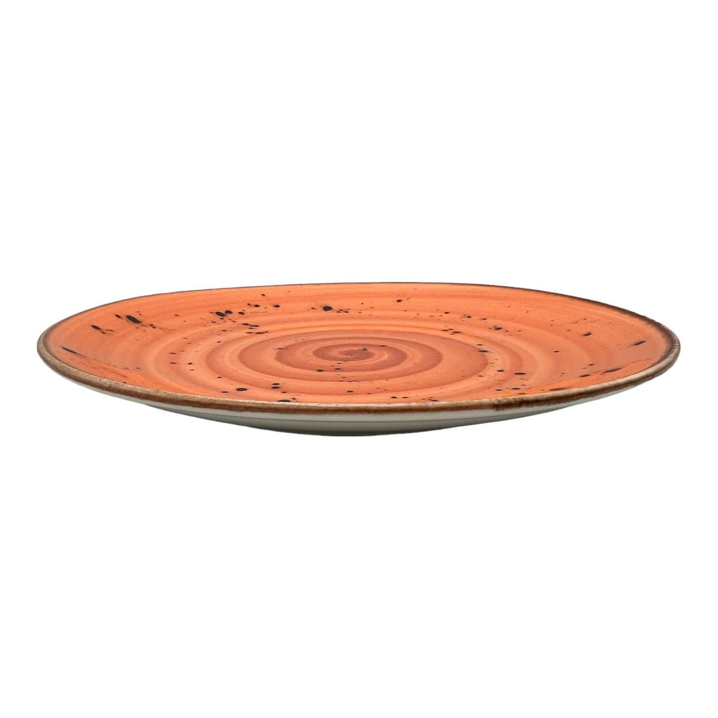 Orange Speckled Spiral Dinner Plate - Small