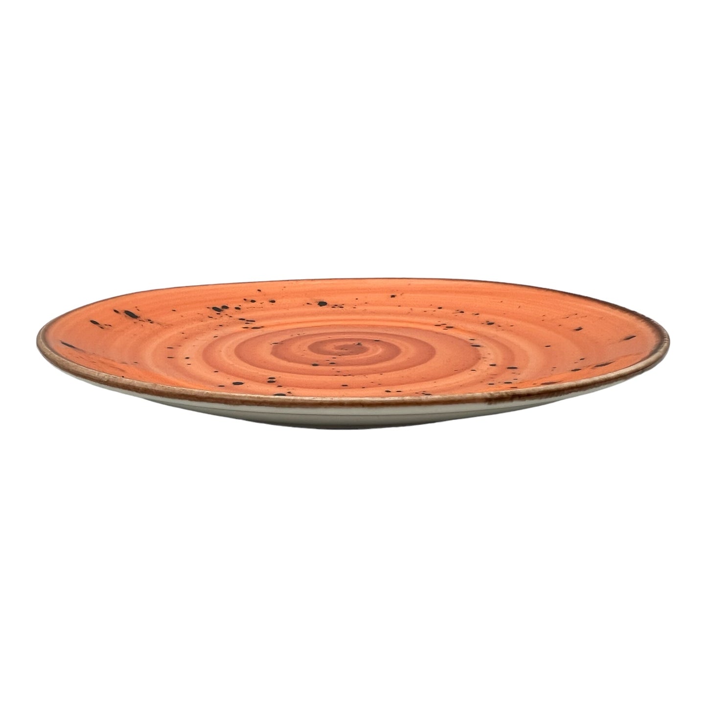 B-GRADE - Orange Speckled Spiral Dinner Plate - Small