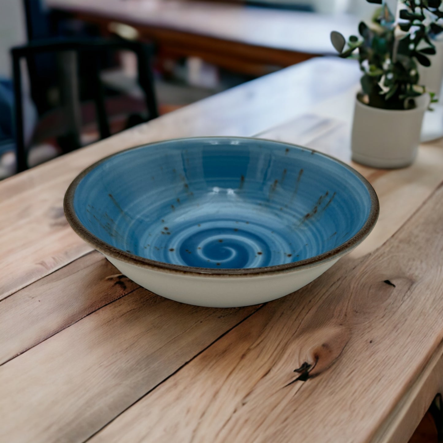 Blue Speckled Spiral Bowl