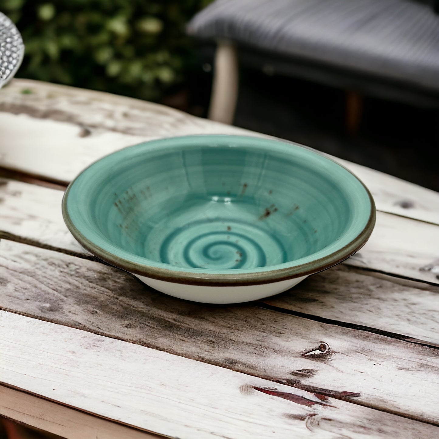 Turquoise Speckled Spiral Bowl