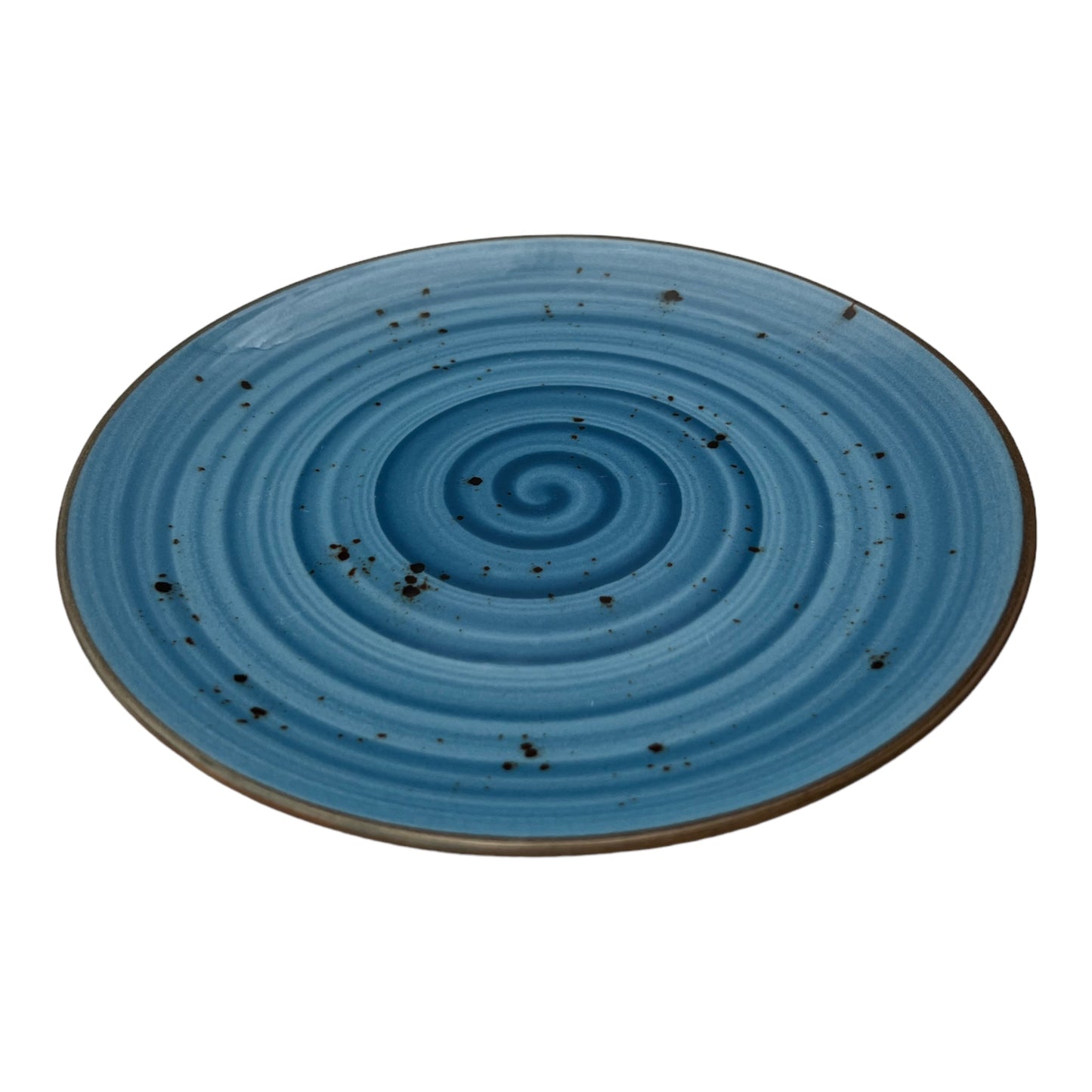 Blue Speckled Spiral Dinner Plate - Medium