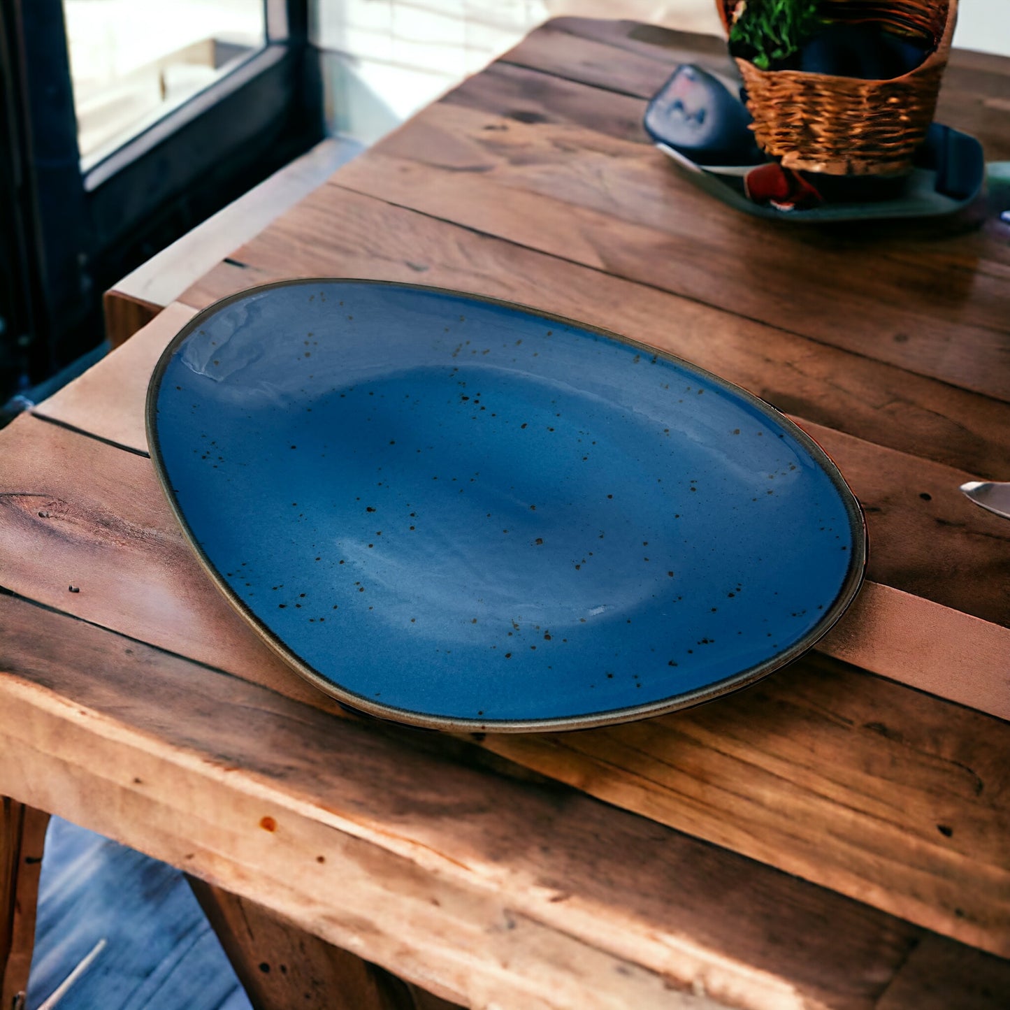 B-GRADE - Blue Speckled Serving Platter - Large