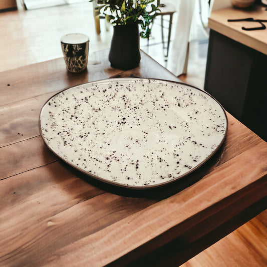 Cream Speckled Serving Platter - Large