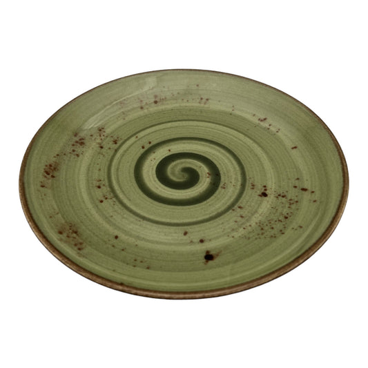 B-GRADE - Olive Green Speckled Spiral Side Plate