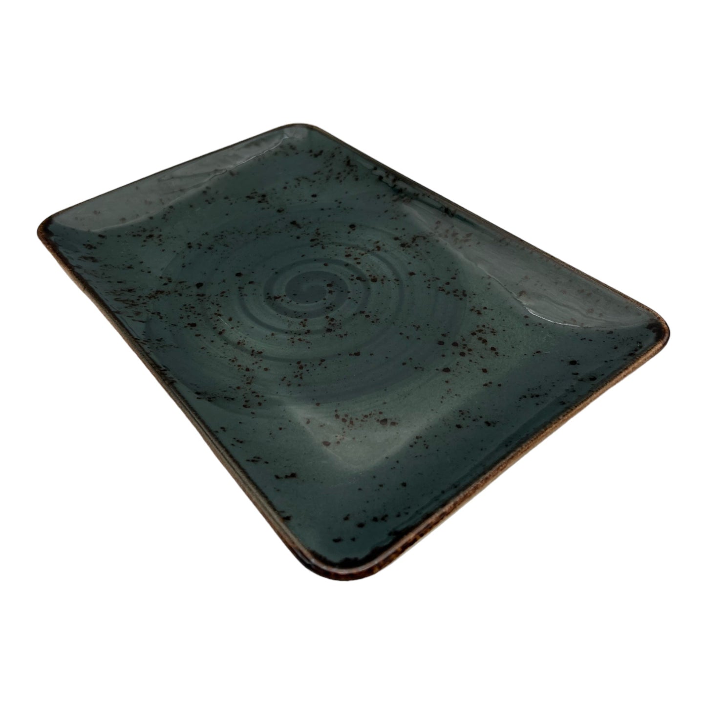 B-GRADE - Teal Speckled Spiral Serving Platter - Large