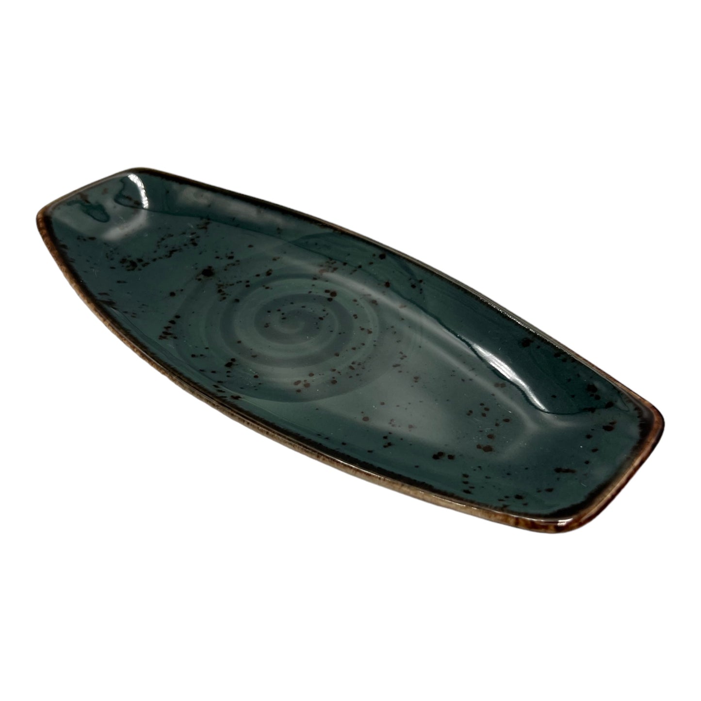 Teal Speckled Spiral Serving Platter - Small