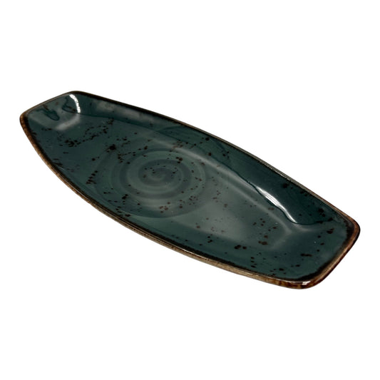 B-GRADE - Teal Speckled Spiral Serving Platter - Small