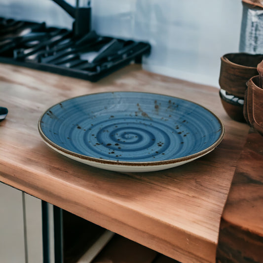 Blue Speckled Spiral Dessert Bowl