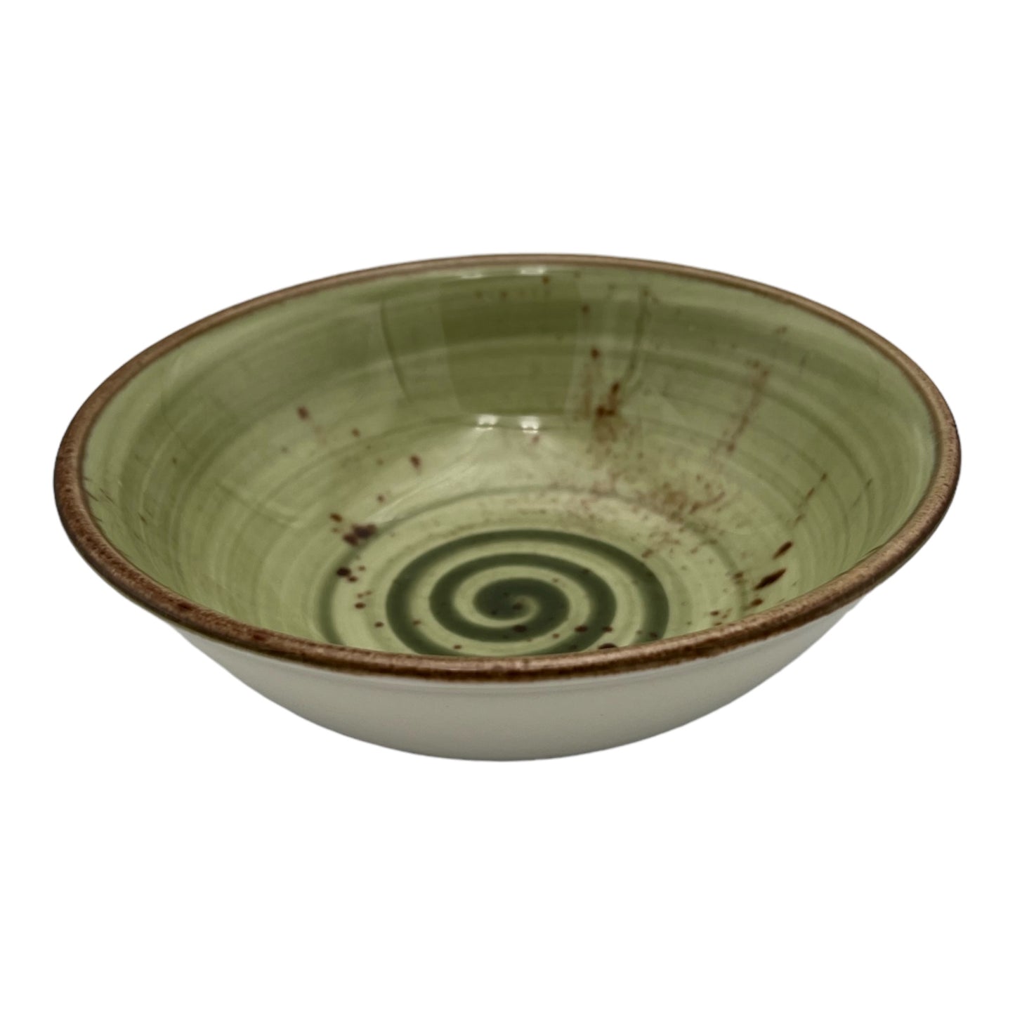 Olive Green Speckled Spiral Bowl