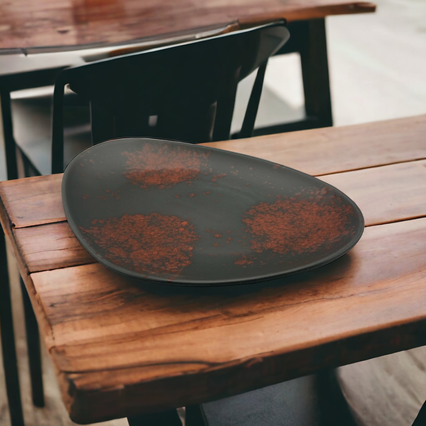 Charcoal and Red Splatter Serving Platter - Large