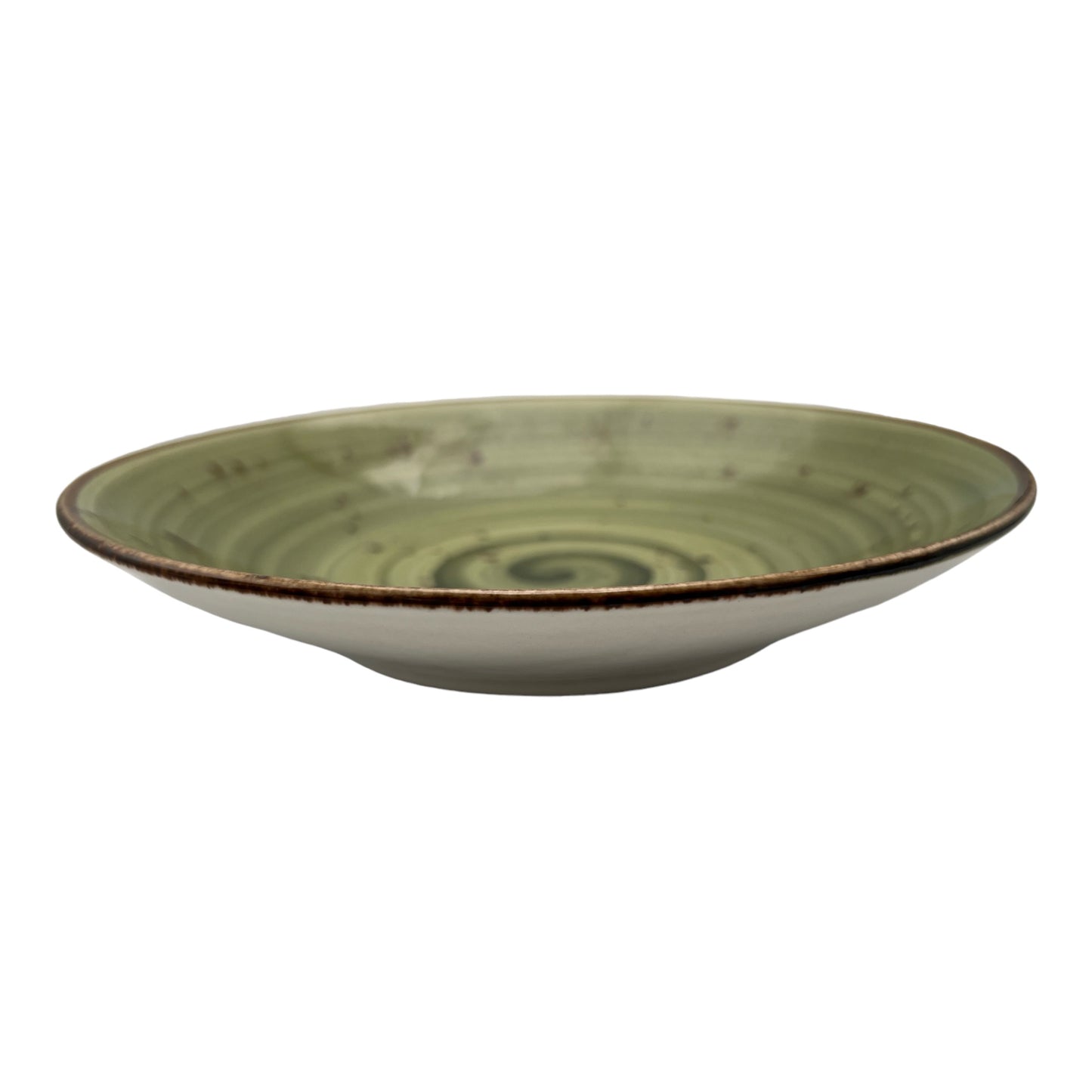 Olive Green Speckled Spiral Pasta Bowl - Small