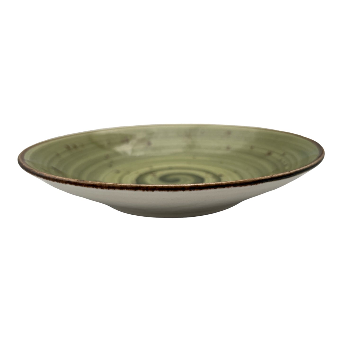 B-GRADE - Olive Green Speckled Spiral Pasta Bowl - Small