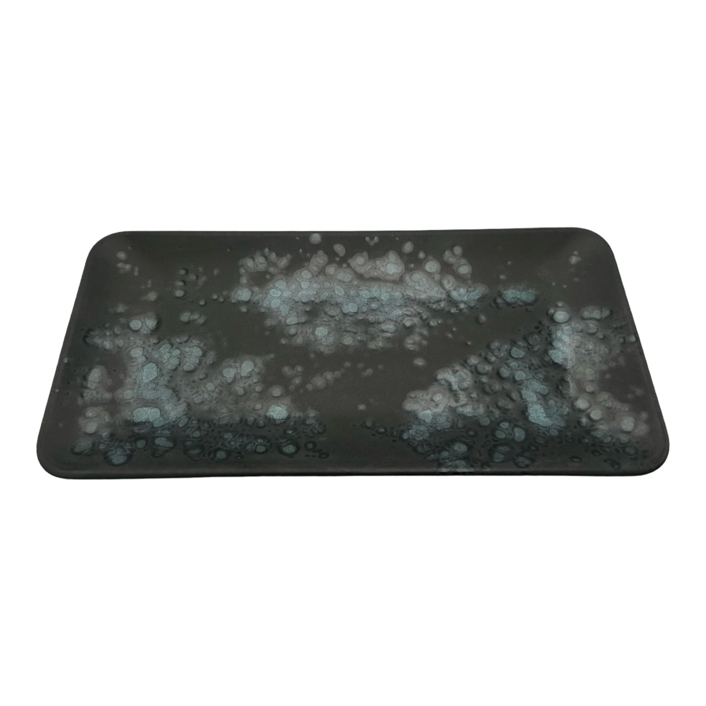 Charcoal and Blue Splattered Serving Platter - Medium