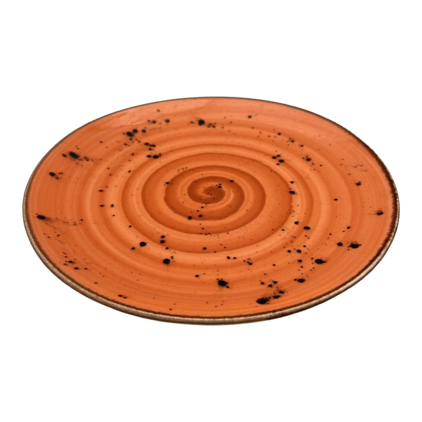 Orange Speckled Spiral Dinner Plate - Small