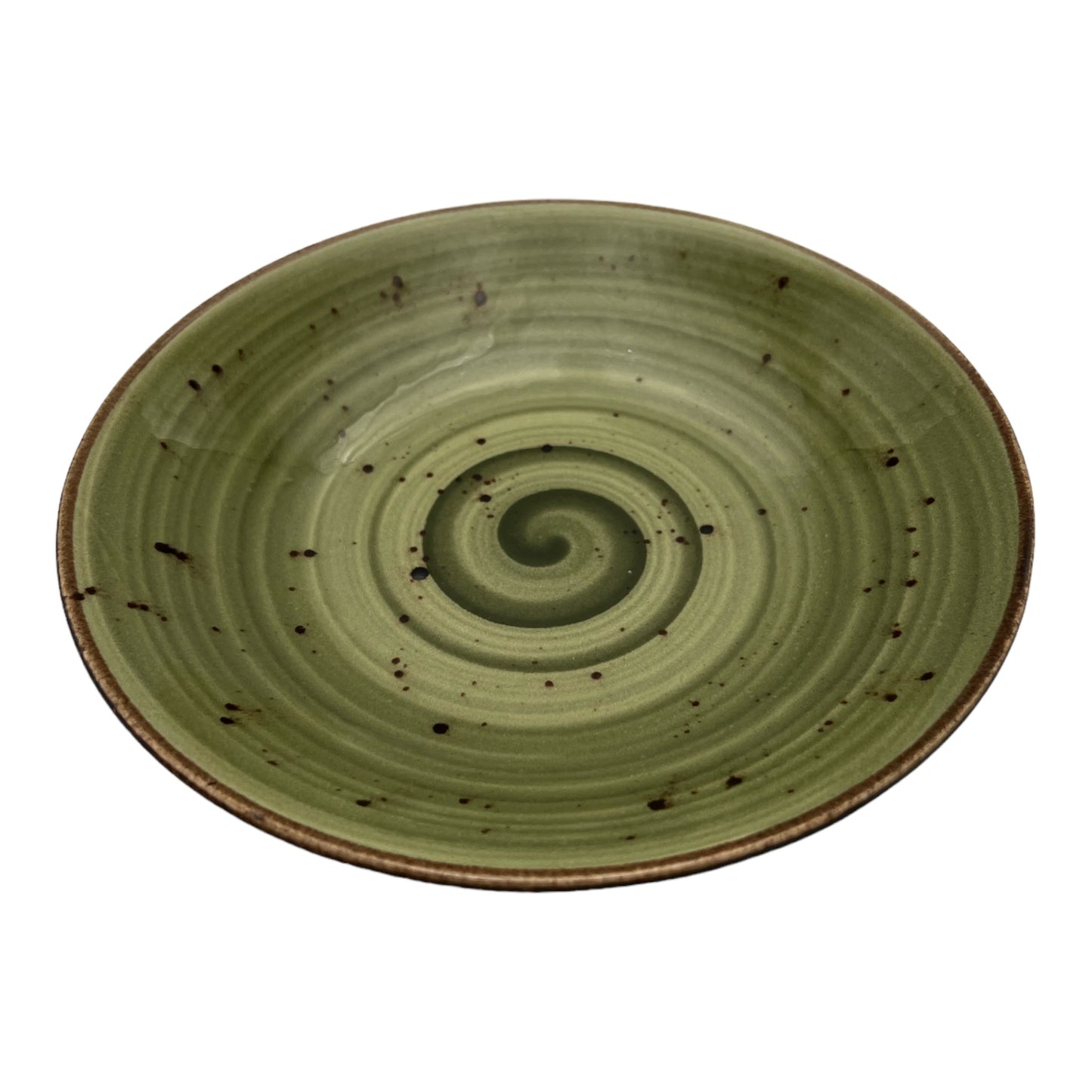 Olive Green Speckled Spiral Pasta Bowl - Small