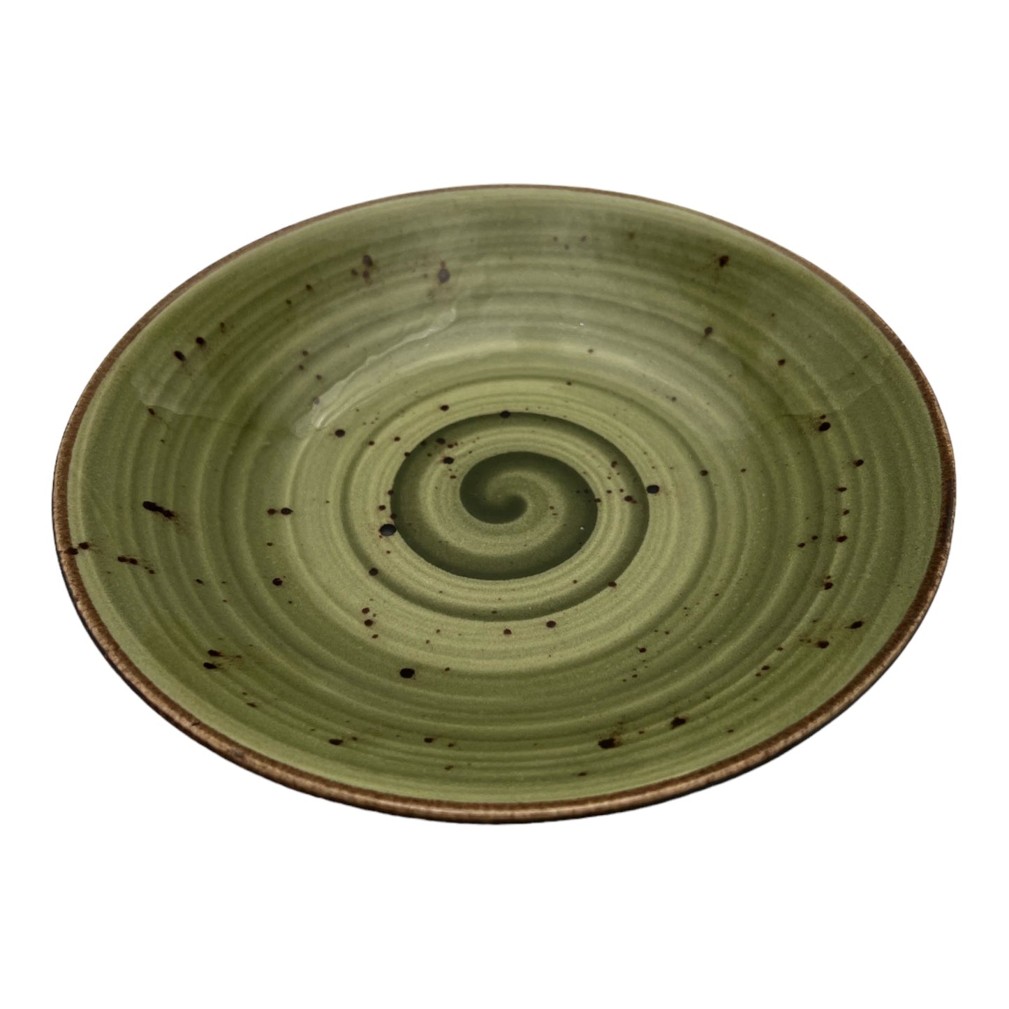 B-GRADE - Olive Green Speckled Spiral Pasta Bowl - Small