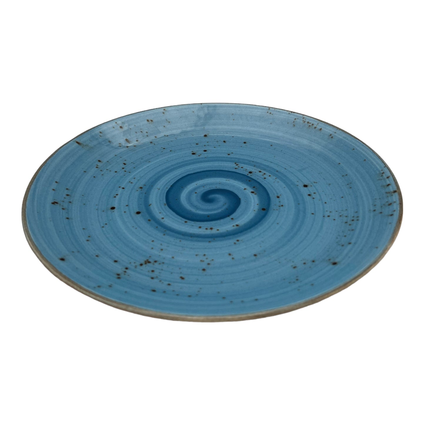 Blue Speckled Spiral Dinner Plate - Small