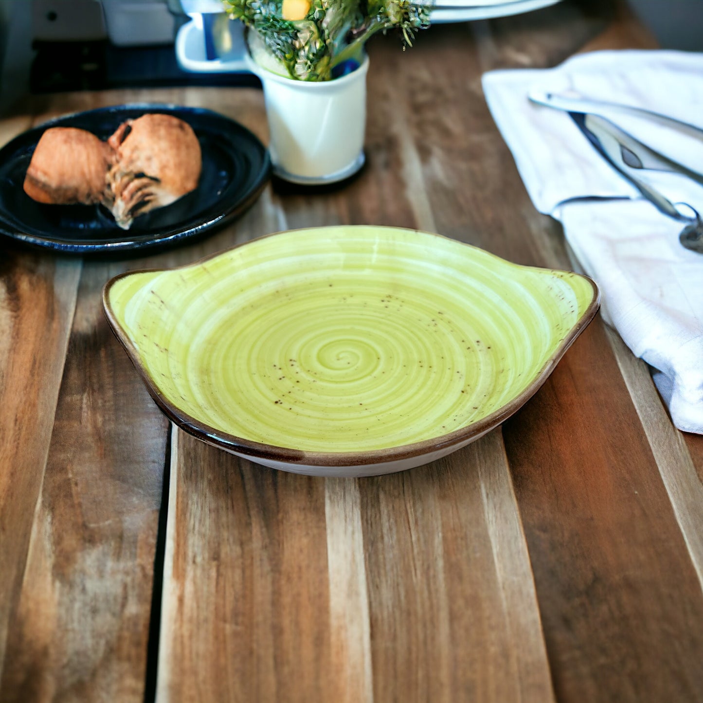 Chartreuse Round Eared Dish - Large