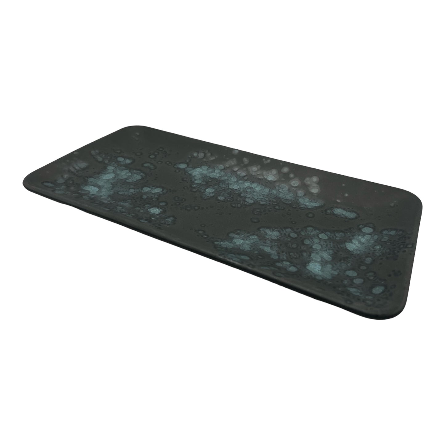 Charcoal and Blue Splattered Serving Platter - Medium