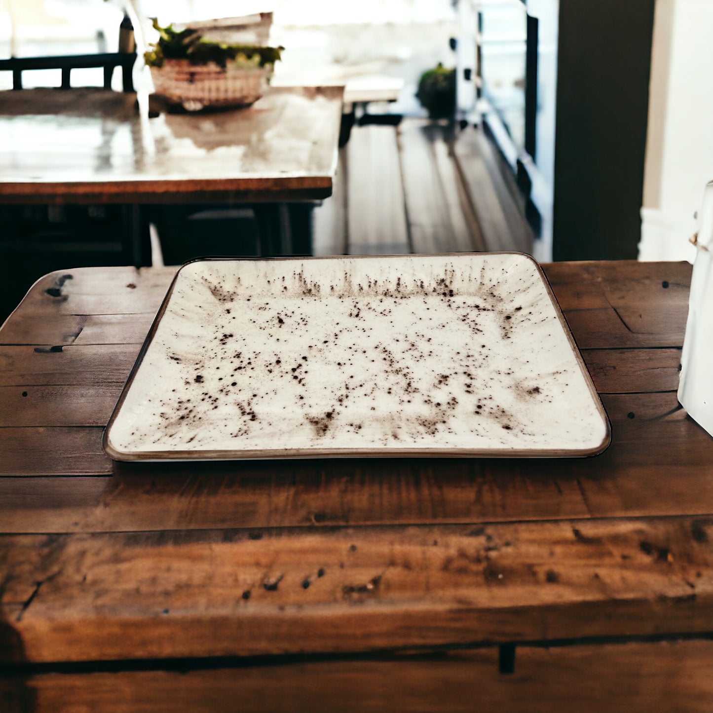 Cream Speckled Serving Platter - Large