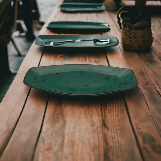 Forest Green Speckled Serving Platter - Small