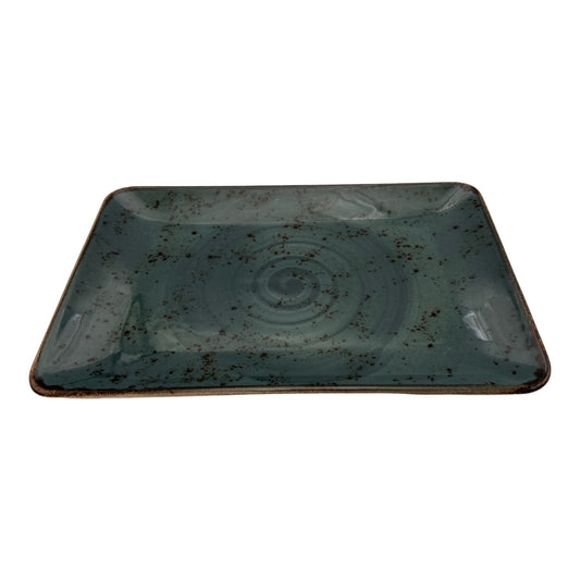 Teal Speckled Spiral Serving Platter - Large