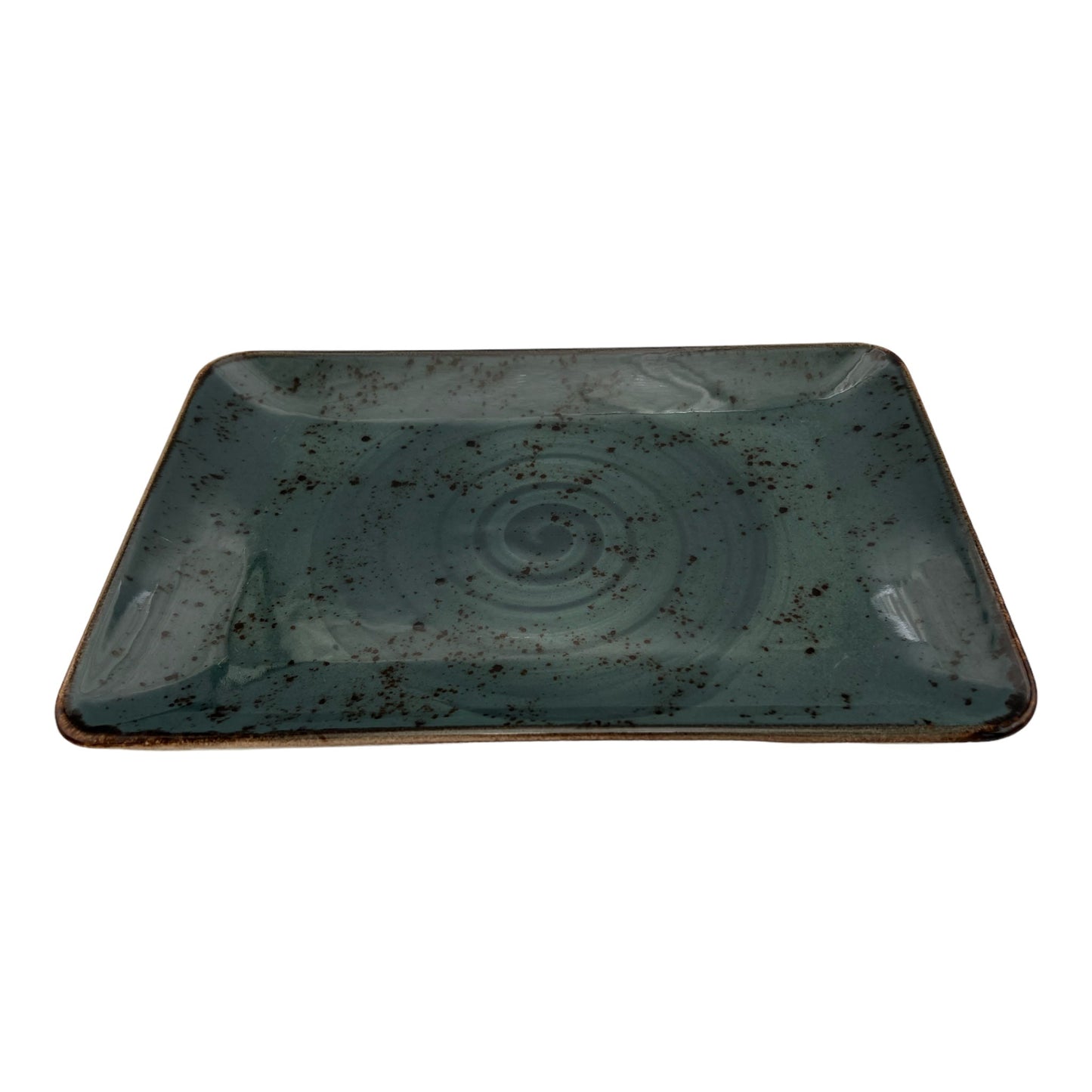 B-GRADE - Teal Speckled Spiral Serving Platter - Large