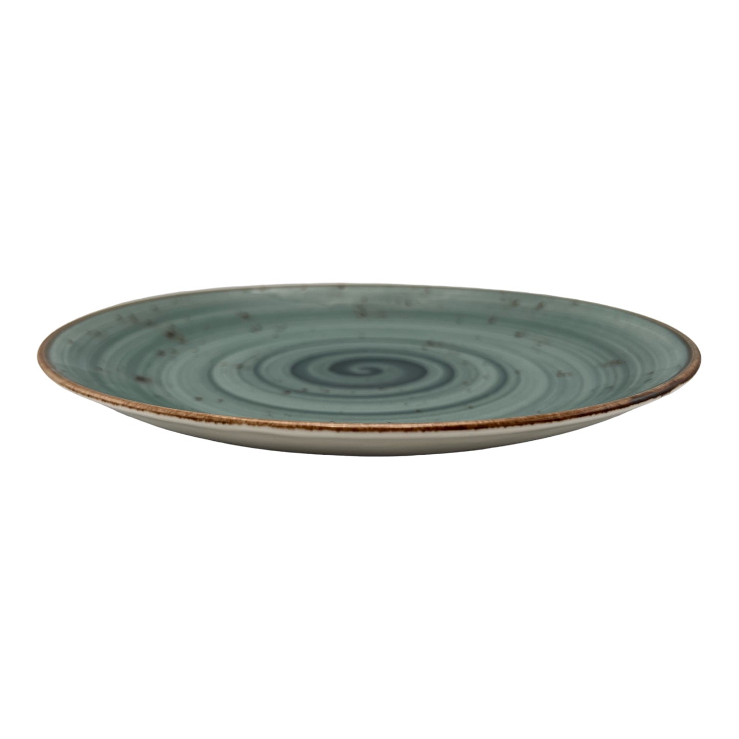 Teal Speckled Spiral Dinner Plate - Medium