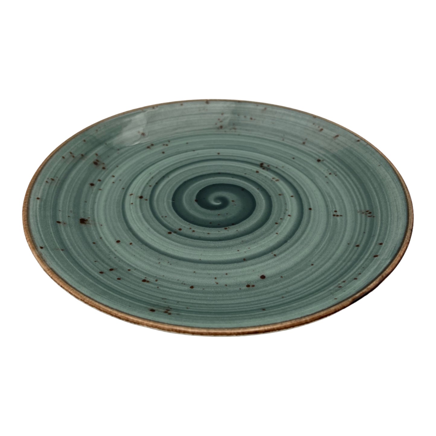 Teal Speckled Spiral Dinner Plate - Medium