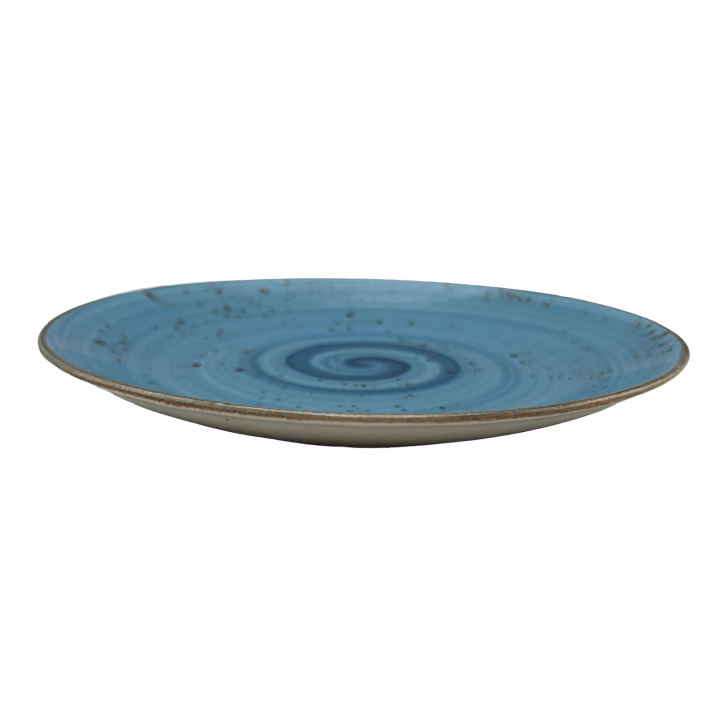 Blue Speckled Spiral Dinner Plate - Small