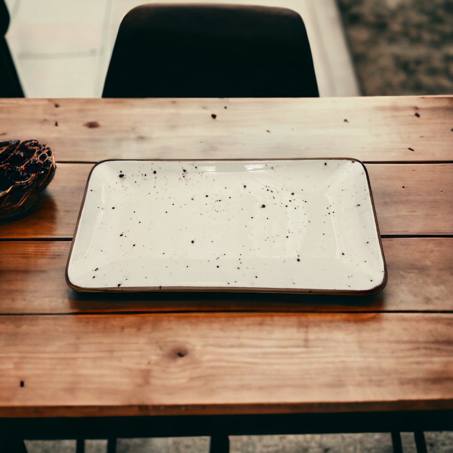 Cream Speckled Serving Platter - Medium