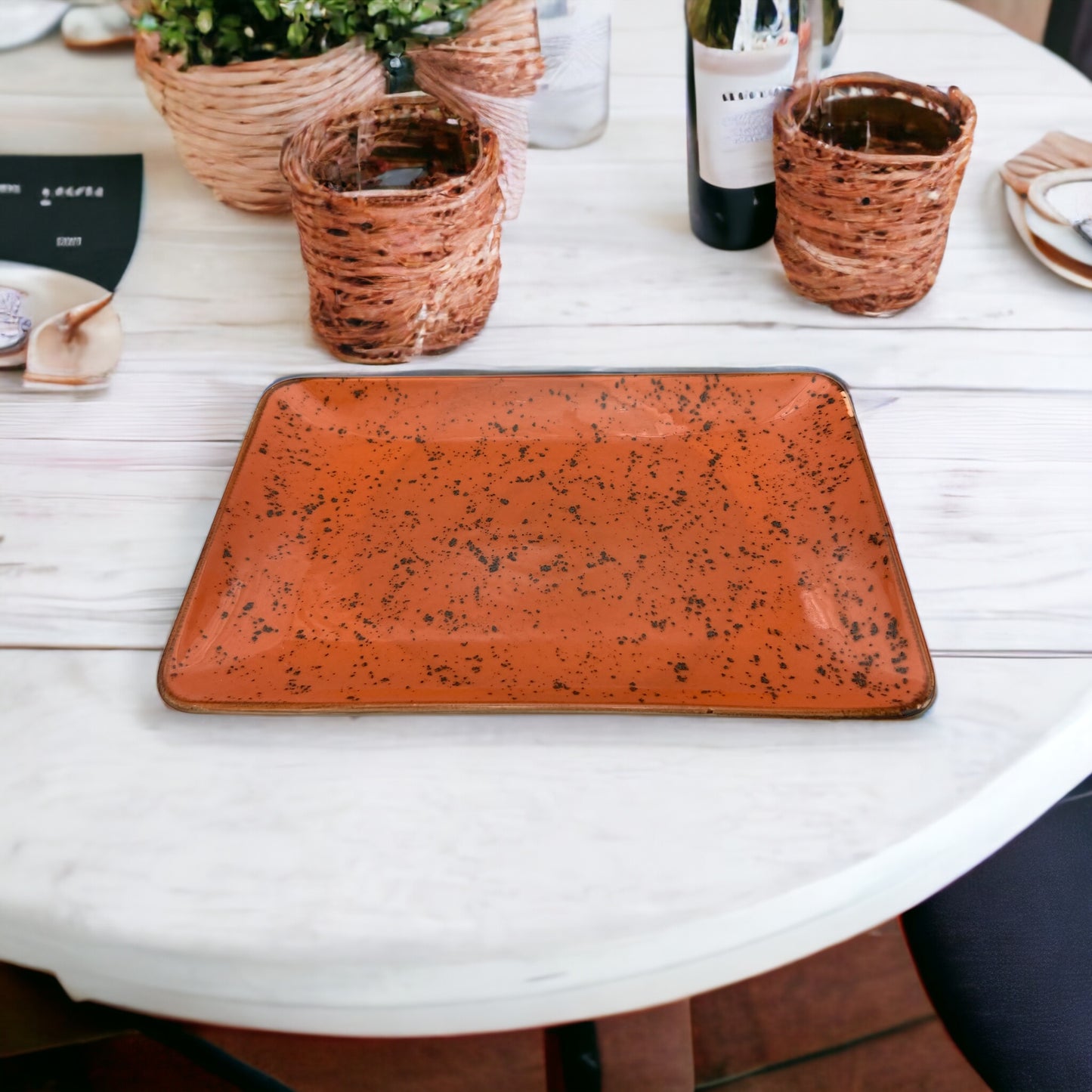 Orange Speckled Serving Platter - Large