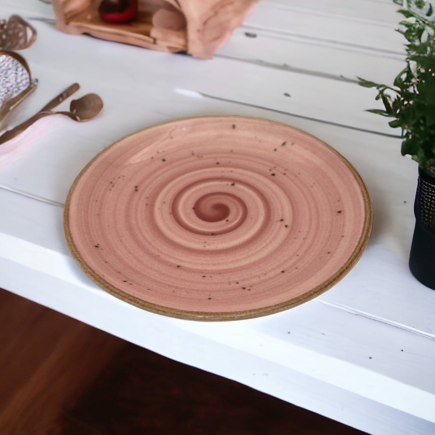 Pink Speckled Spiral Side Plate