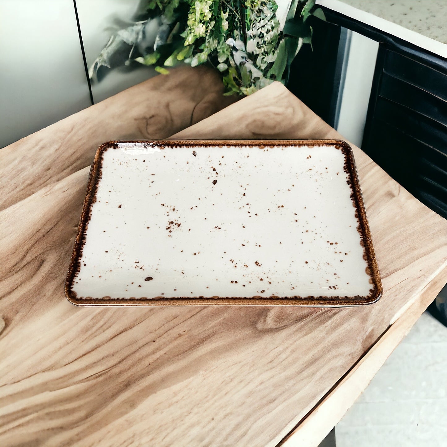 Cream Speckled Serving Platter - Large