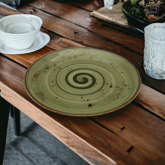 Olive Green Speckled Spiral Side Plate